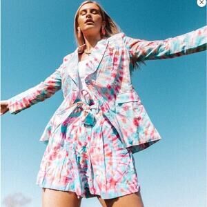 Alla Berman Kiki Blazer Amanda Short Set Tie Dye Womans XS/S NWT
